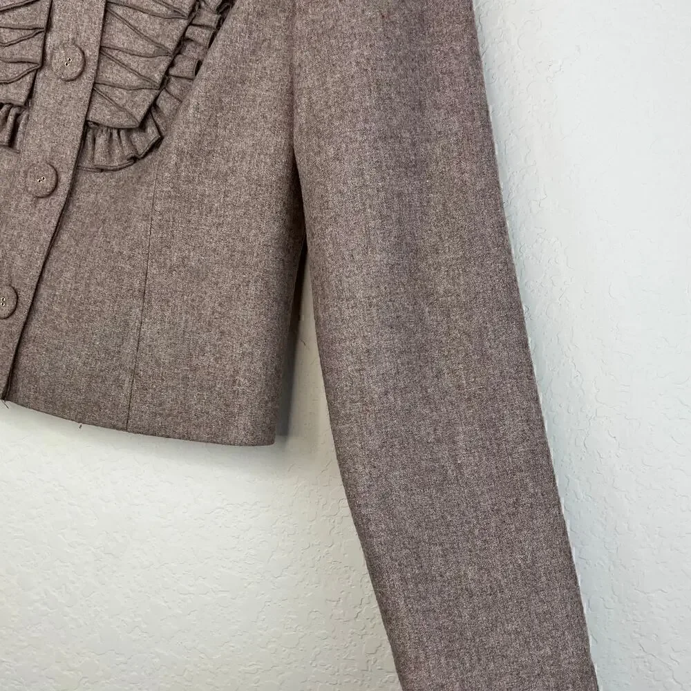 Tabitha by Anthropologie Wool Blend Blazer Size 2 Pleated As You Please Corpcore
